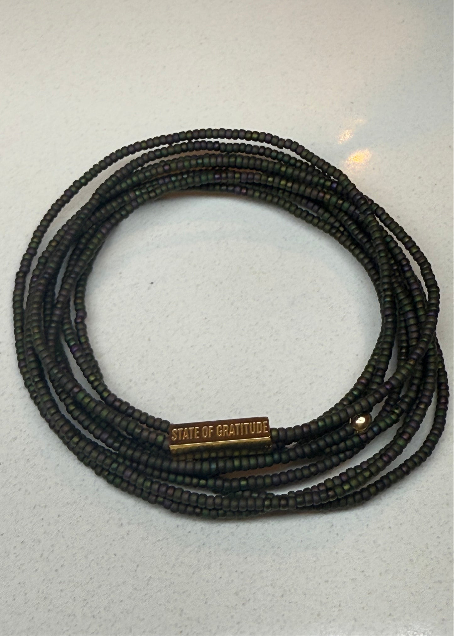 Deep Green Intention Wrap Bracelet