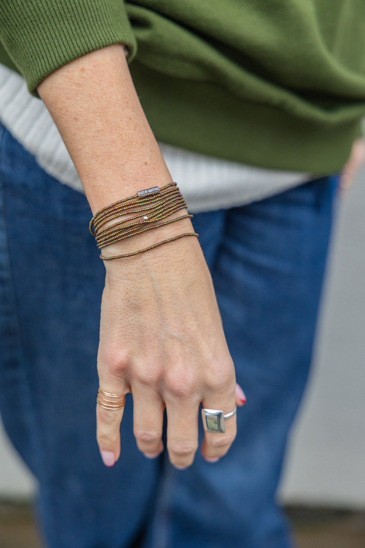 Khaki Intention Wrap Bracelet