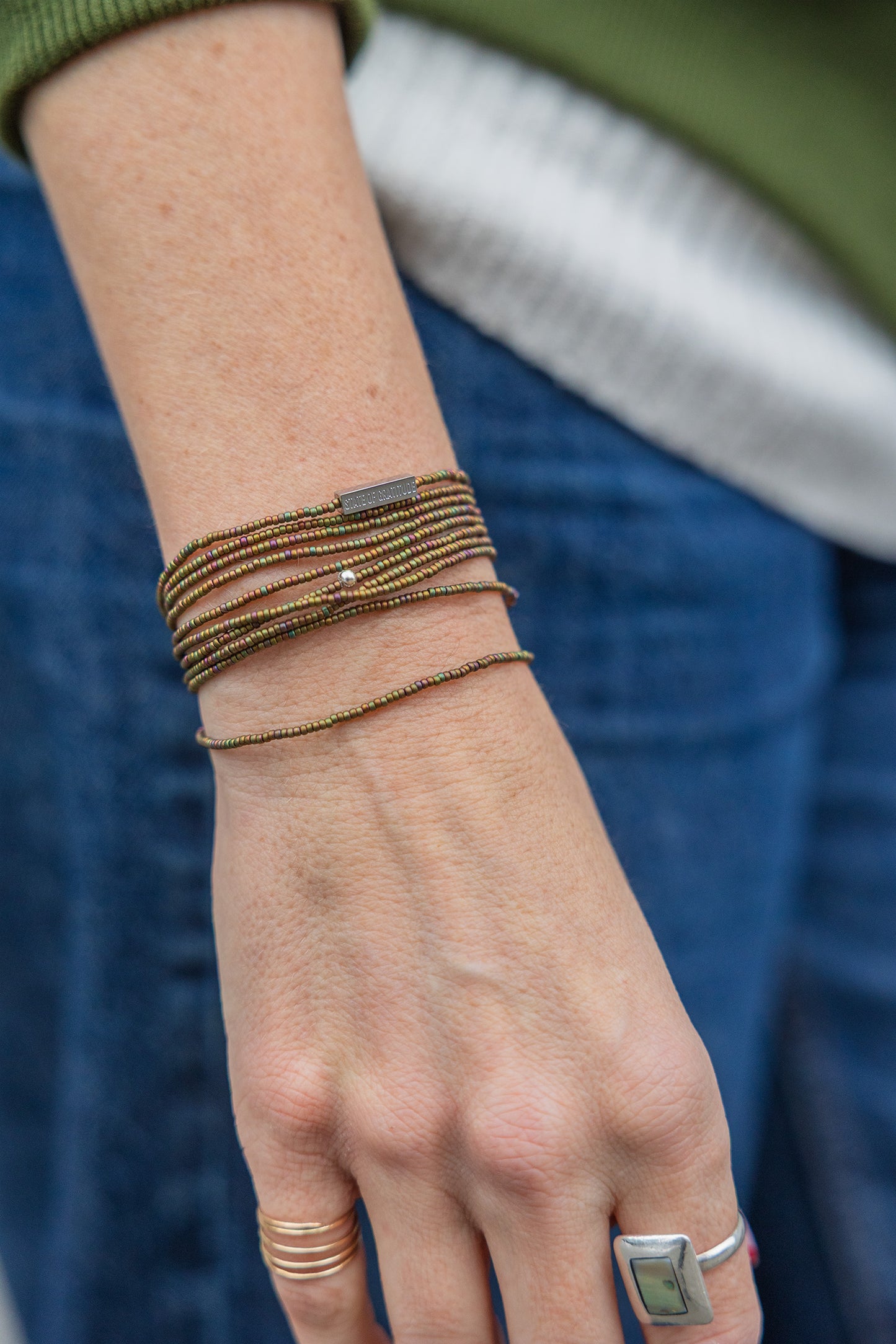Khaki Intention Wrap Bracelet