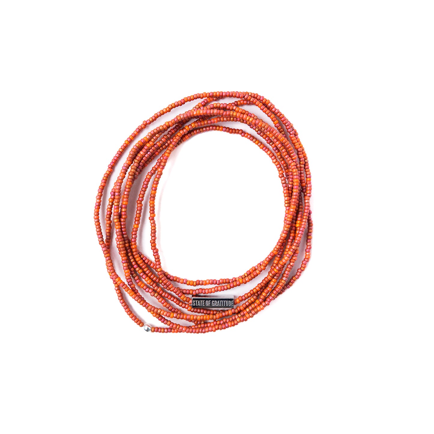 Pulsera de gratitud envuelta en rojo y naranja
