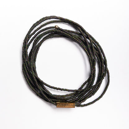 Deep Green Intention Wrap Bracelet