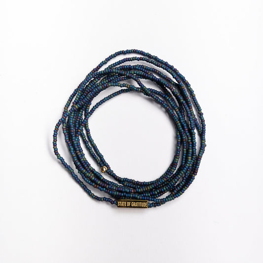 Matte Black Rainbow Intention Wrap Bracelet